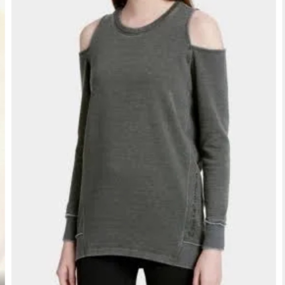 Calvin Klein Womens Distressed
Cold-Shoulder Sweatshirt